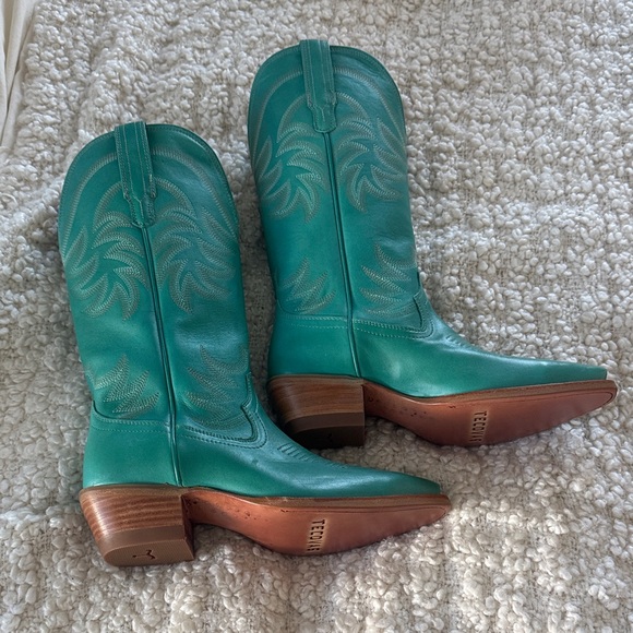 Tecovas Turquoise Leather Boots - Picture 1 of 3